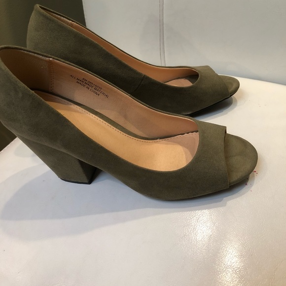 Cato Shoes Olive Green Peep Toe Heels Poshmark